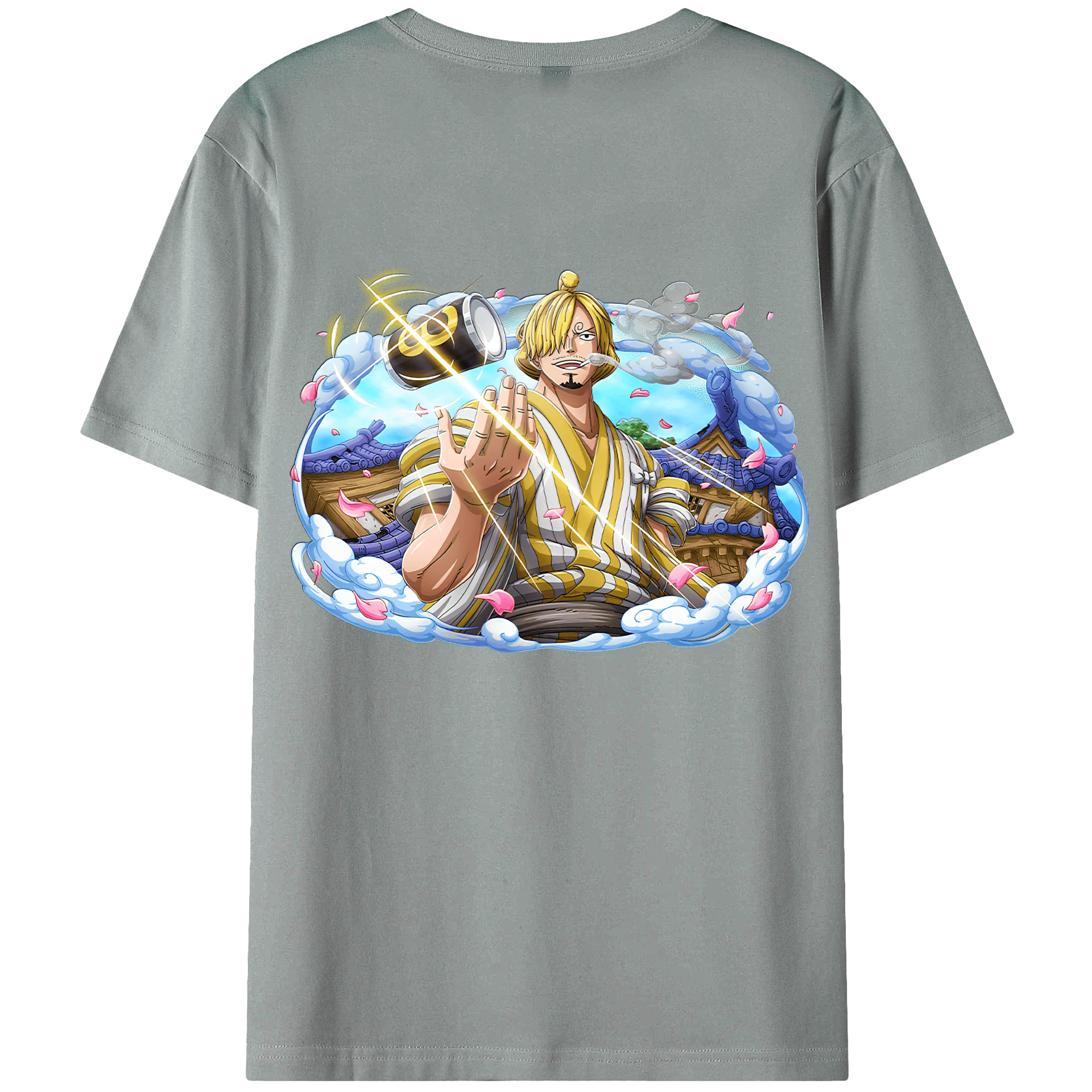（画像用） ワンピース サンジ ONE PIECE Sanji 綿100％ メンズ半袖Tシャツ（バックプリント） 通気性